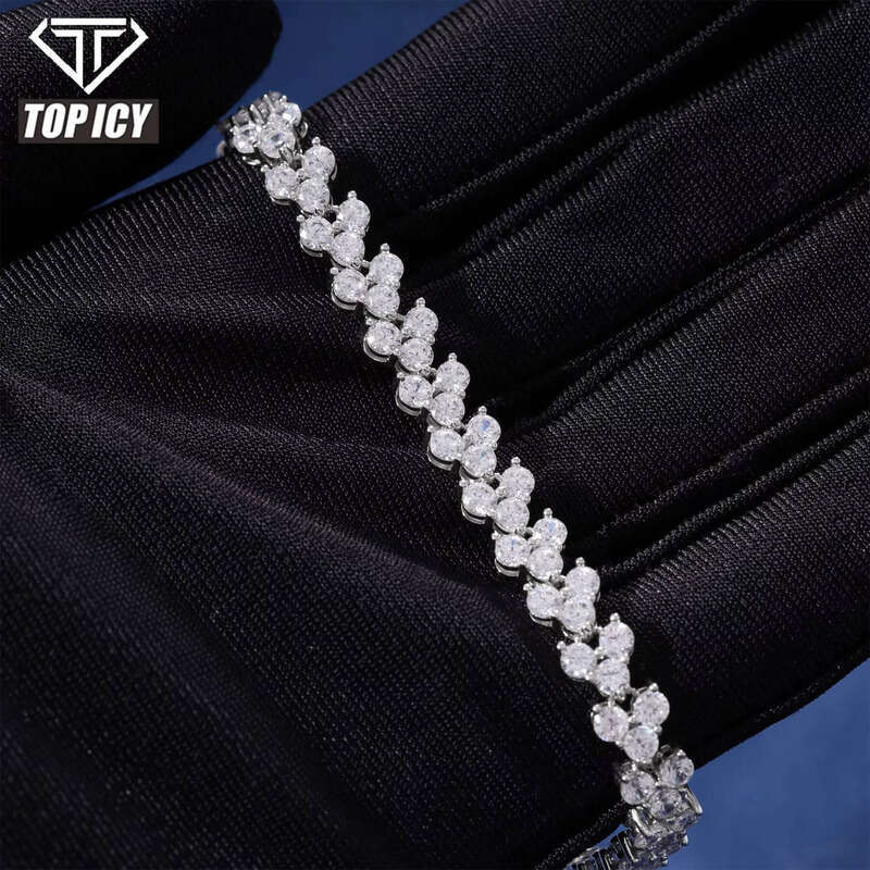 Dropshipping Valentine's Day Gift Three Stone Heart Tennis Bracelet 12mm Sterling Sier VVS Moissanite Jewelry