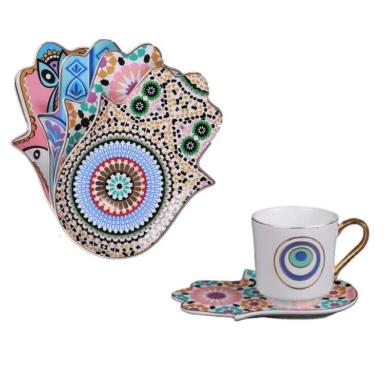 European Style with Gold Rim Ceramic Afternoon Tea Fashionable Gold Edged Coffee Cup and Saucer Set Gift for Home Use