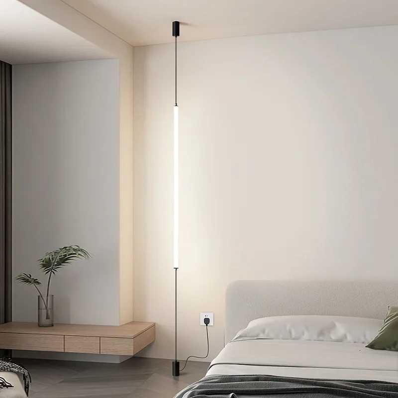 Hanging floor lamp Italy Design Black Long linear pendant light Bedroom Bedside Lamps Modern Hotel Living Room corner floor lamp M251119