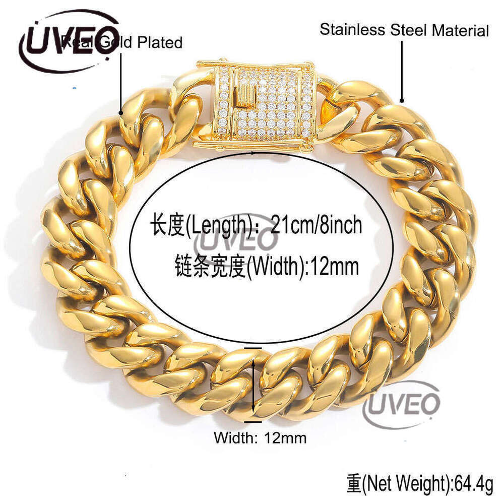 Luxury Hip Hop 6-18mm sterling silver Ice out VVS Moissanite Necklace Bracelet Cuban Chain Free delivery