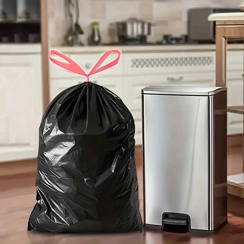 90/180pcs Kitchen Household Drawstring Type Garbage Bag Trash Bags Drawstring 4 Gallon Heavy Duty Drawstring Trash Bags C251119