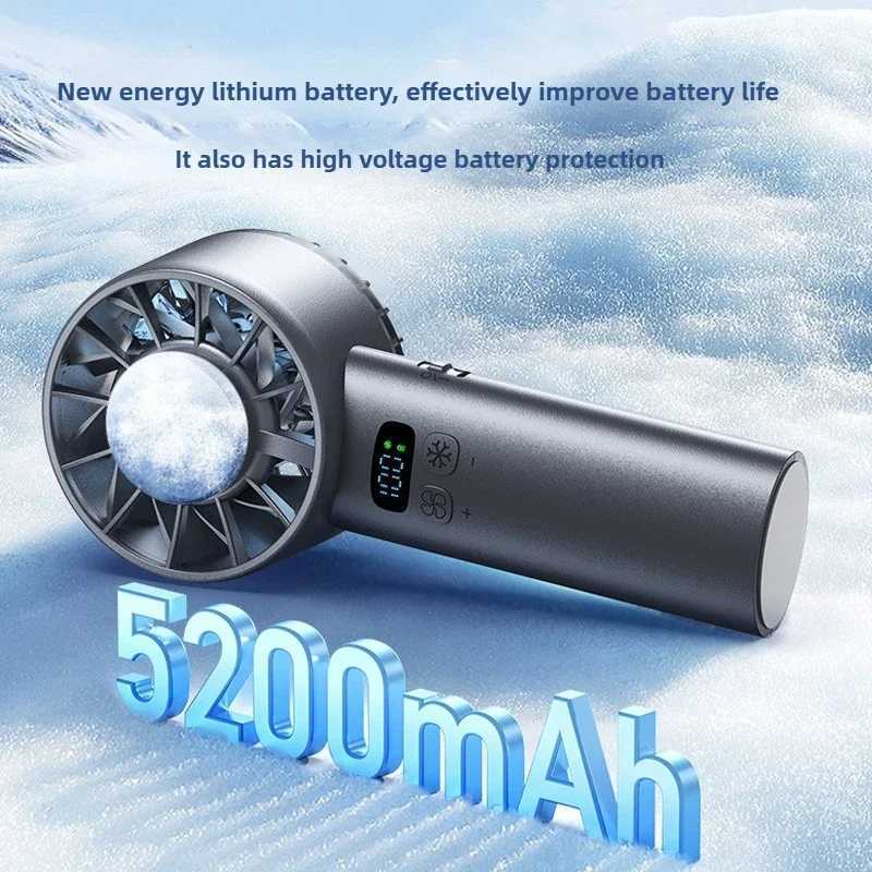 Ice Compression High Speed Cooling Fan Handheld Fan USB Charging Portable Mini Fan LED Digital Display Travel Camping Outdoor Z250419