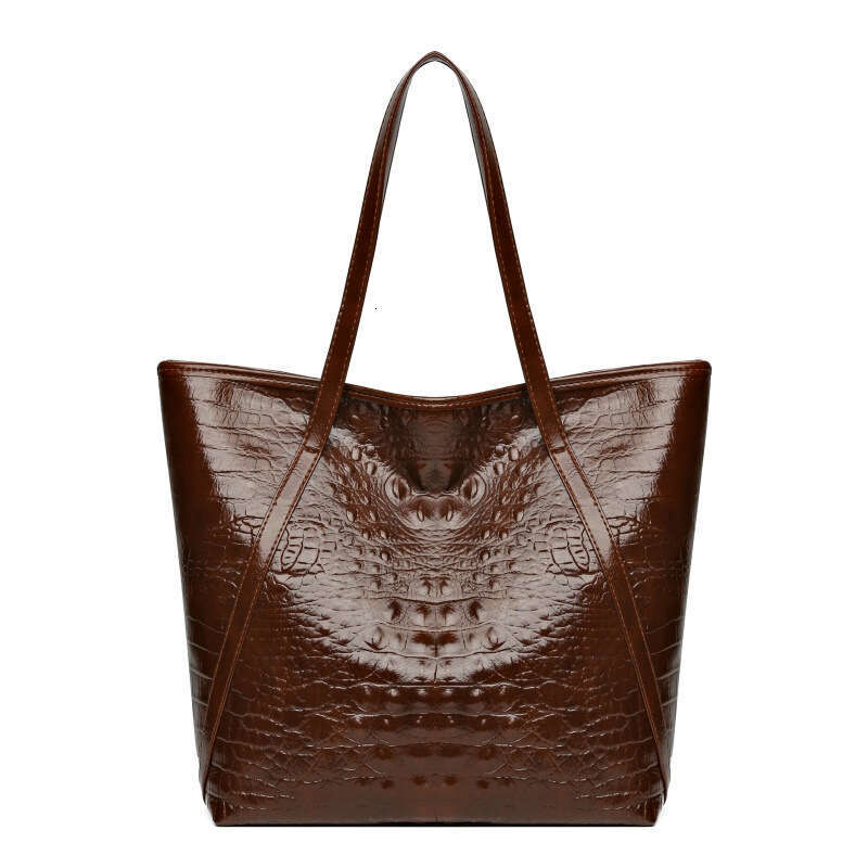 New women's with large capacity crocodile pattern tote bag, high-end and casual versatile commuting shoulder bag