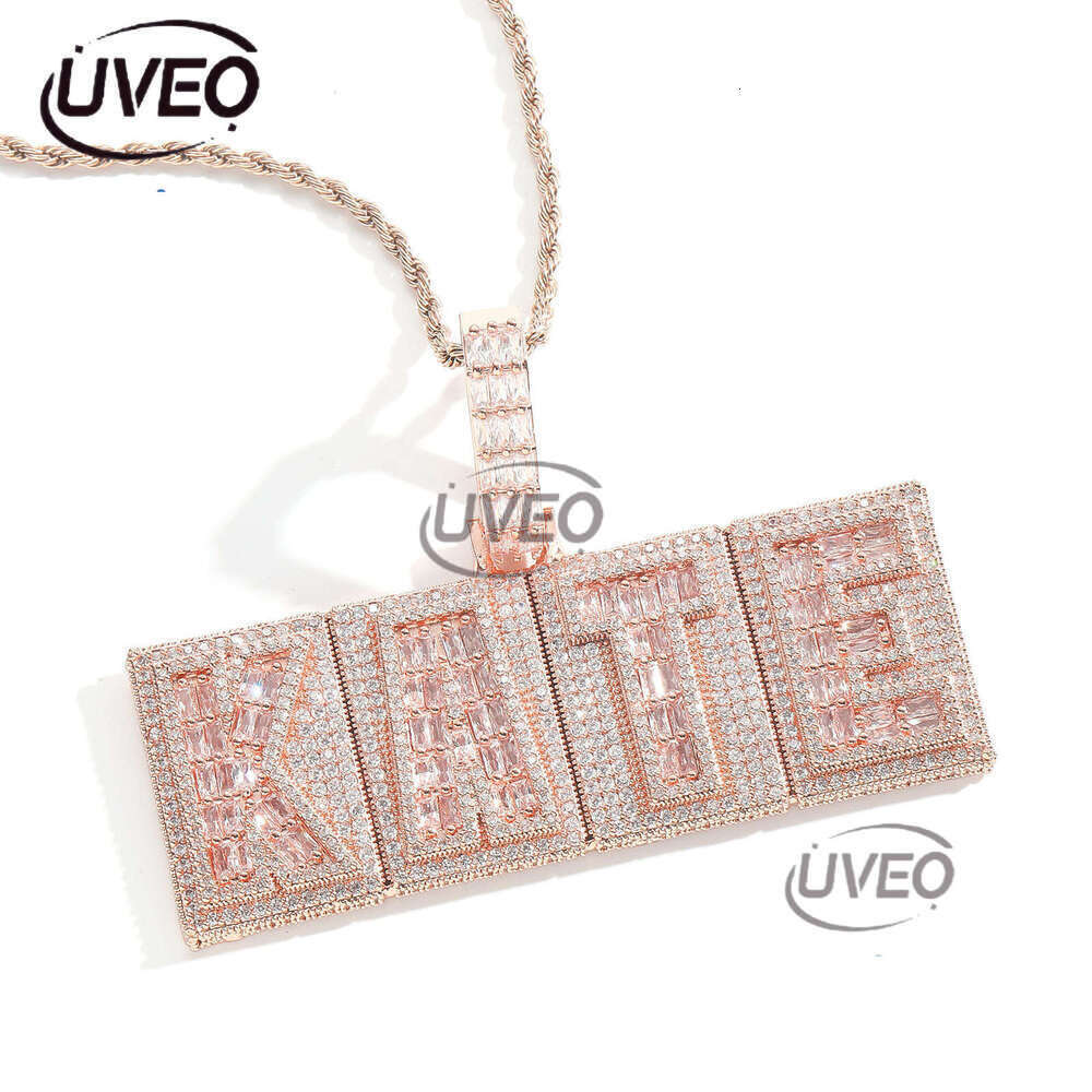Luxury designer double T-shaped ice out VVS Moissanite Mosaic alphabet pendant, hip hop pendant for men and women