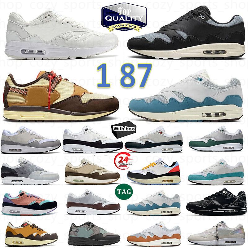 Free Shipping Trainers 1 87 Men Women 87s running shoes Patta Aqua Black White Gray Sport Red Tennis Sports Shoe Noise Monarch Baroque Cave Stone Outdoor Sneakers