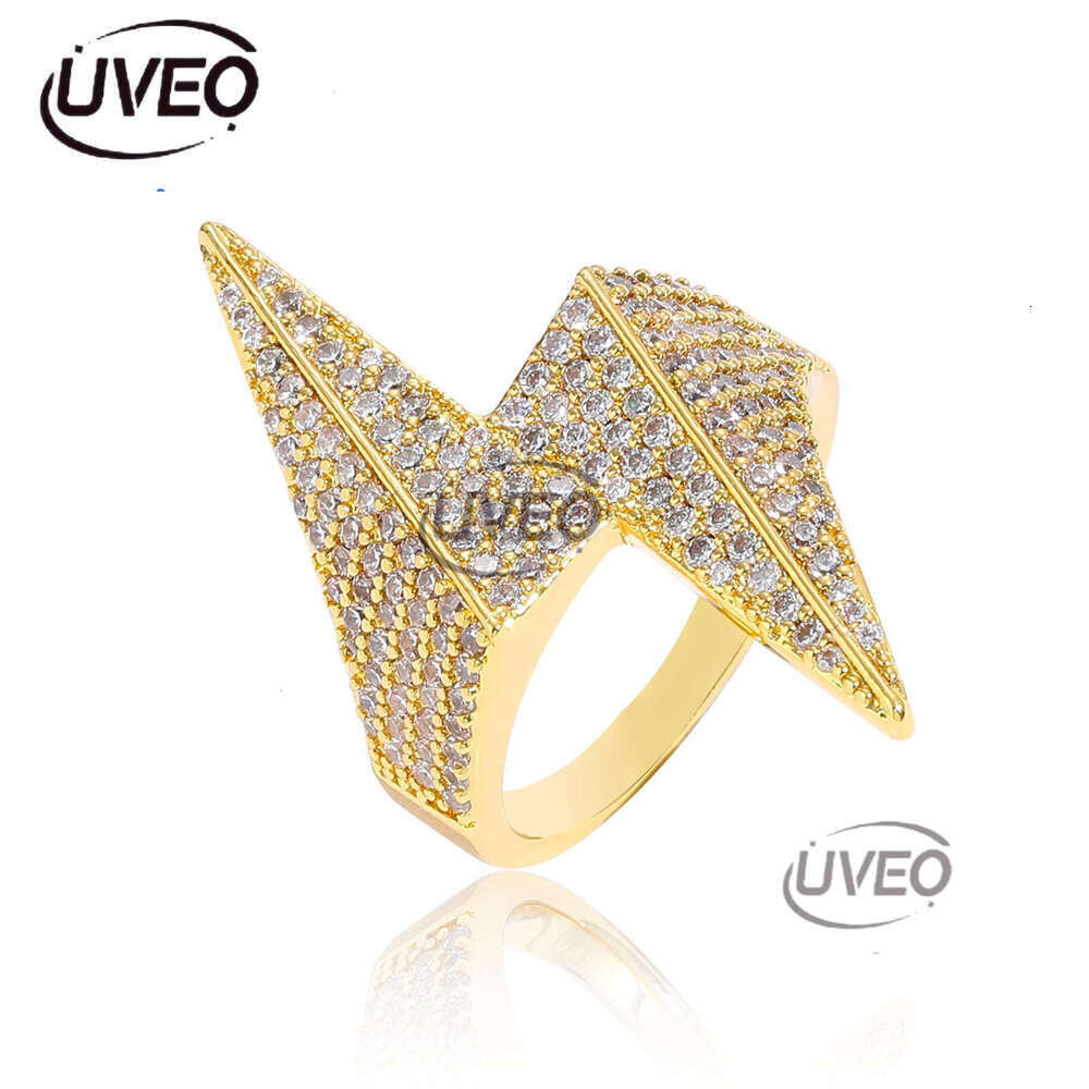 Luxury designer Men Women Hip Hop Lightning Sterling silver micro-inlaid ice out VVS Moissanite, hip Hop ring