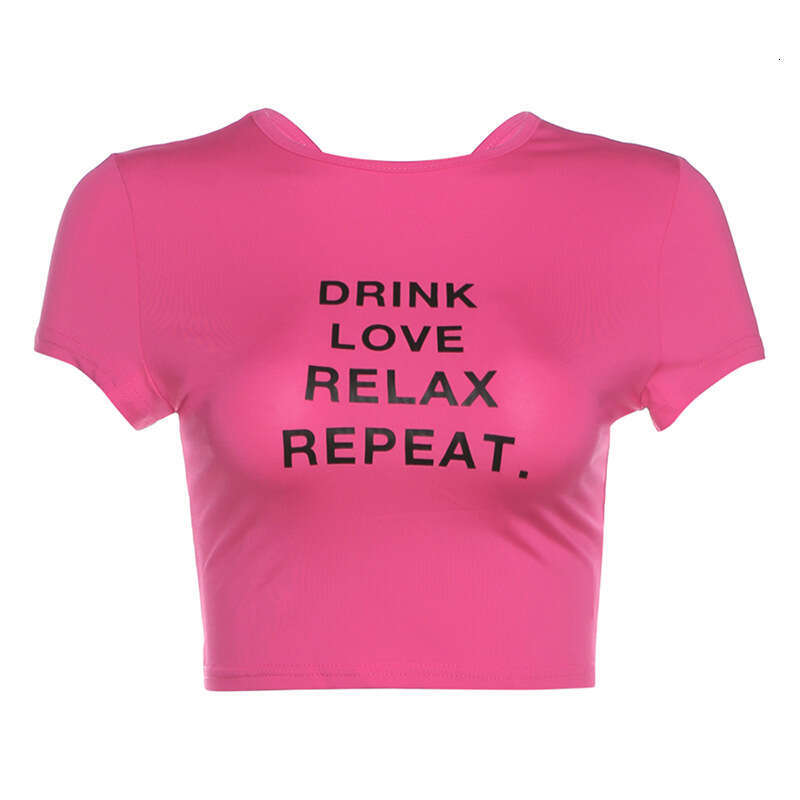 hoodie Women's Wear INS Style Spring/Summer Women's Clothing New Street Trendsetter Round Neck T-Shirt Versatile Letter Print Exposed Navel 