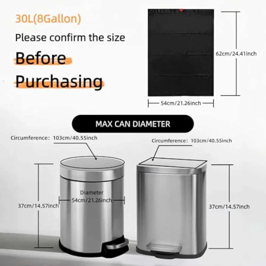 8 Gallon Black Kitchen Trash Bags with Red Drawstring Heavy Duty Unscented Garbage Bags for Kitchen Office Bathroom Trash Cans C251119