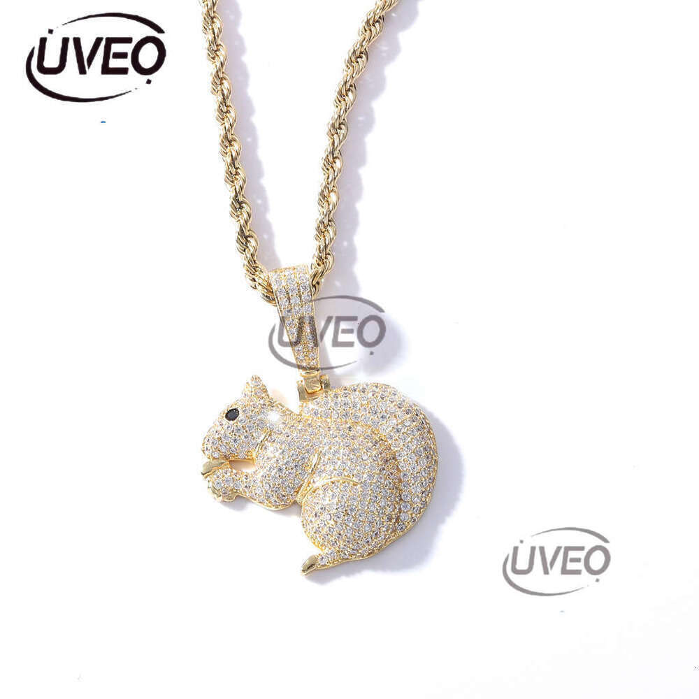 Luxury designer cartoon Squirrel Pendant Sterling silver ice out VVS Moissanite, Hip Hop necklace for men and women free shipping