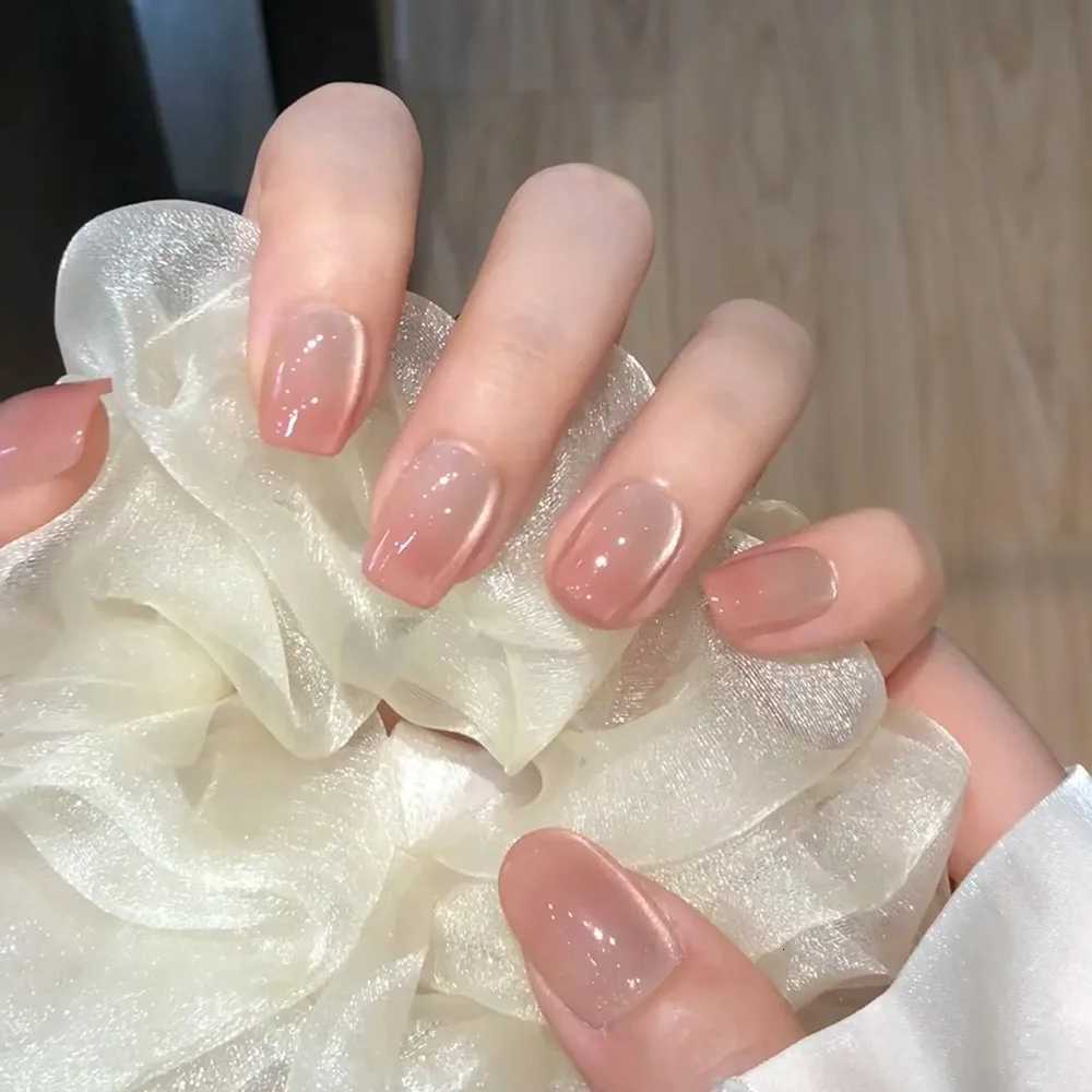 24pcs Colorful Square Press on Nails Gradient False Nails Simple Wearable Stick-on Nails Fake Nail UasT251118T251119