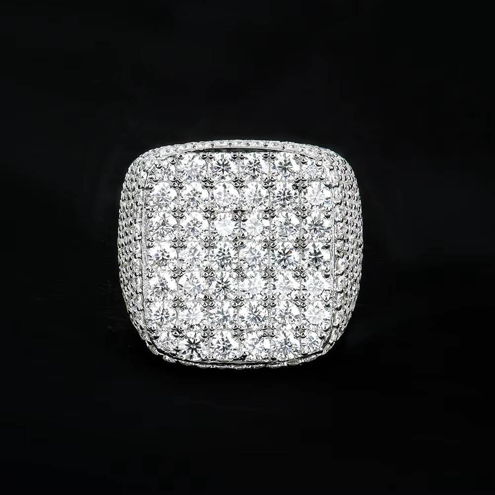 Moissanite Square Ring Ice-out 925 Sterling Silver Pass Diamond Test Hip Hop Style Wholesale Source Factory Gift for Men
