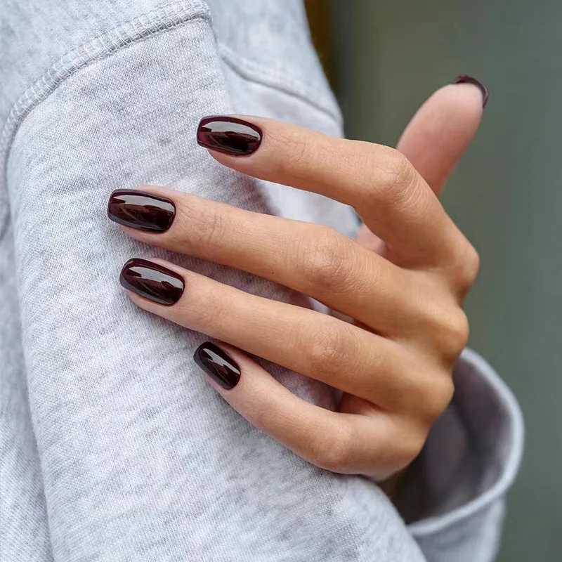 24pcs Solid Color JapanKorea Fake Nails Women Girls Art Acrylic Full Coverage Waterproof Press on Nail Short False Nails TipsT251118T251119