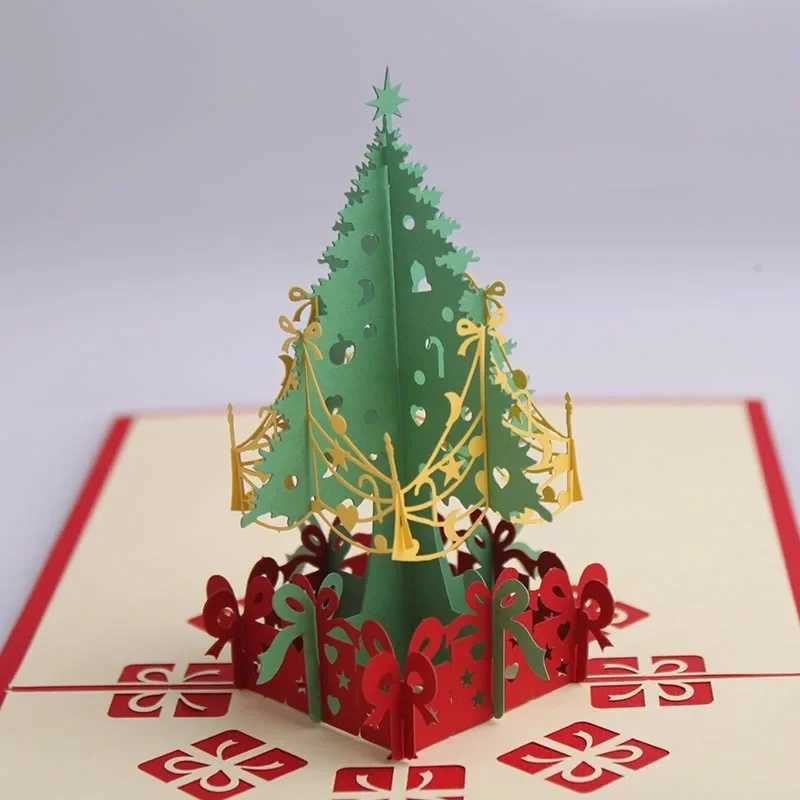 New 3D Pop UP Christmas Cards Santa Invitation Greeting Card Party Children Gifts New Year Thank You Card Holiday Gift Postcard G251119