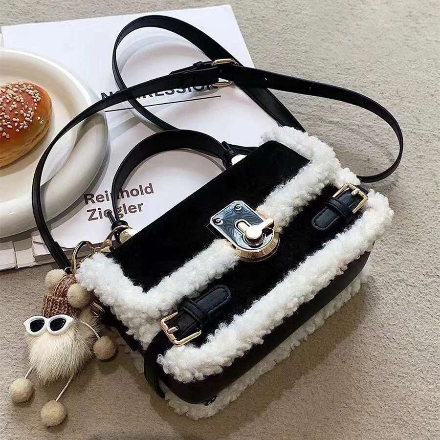 PU Leather Square Messenger Bag For Female, Monochromatic Shoulder Bags, Designer Brand Purse, Fashion, New,