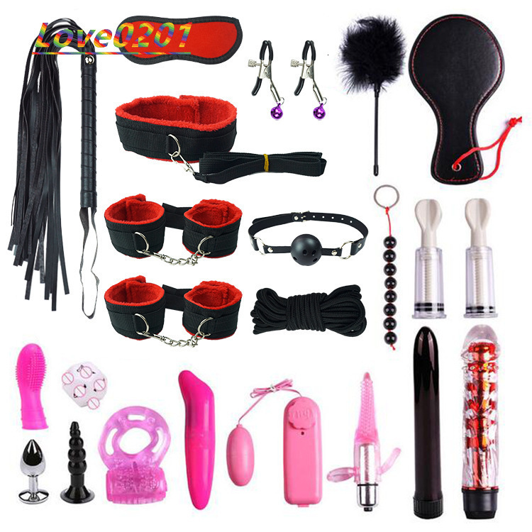 Sacknove Luxury Set 22 Pcs Adult Products Exotic Accessories Bed Bdsm Handcuffs Anal Vibrator Sex Toys Bondage Kit for Couples