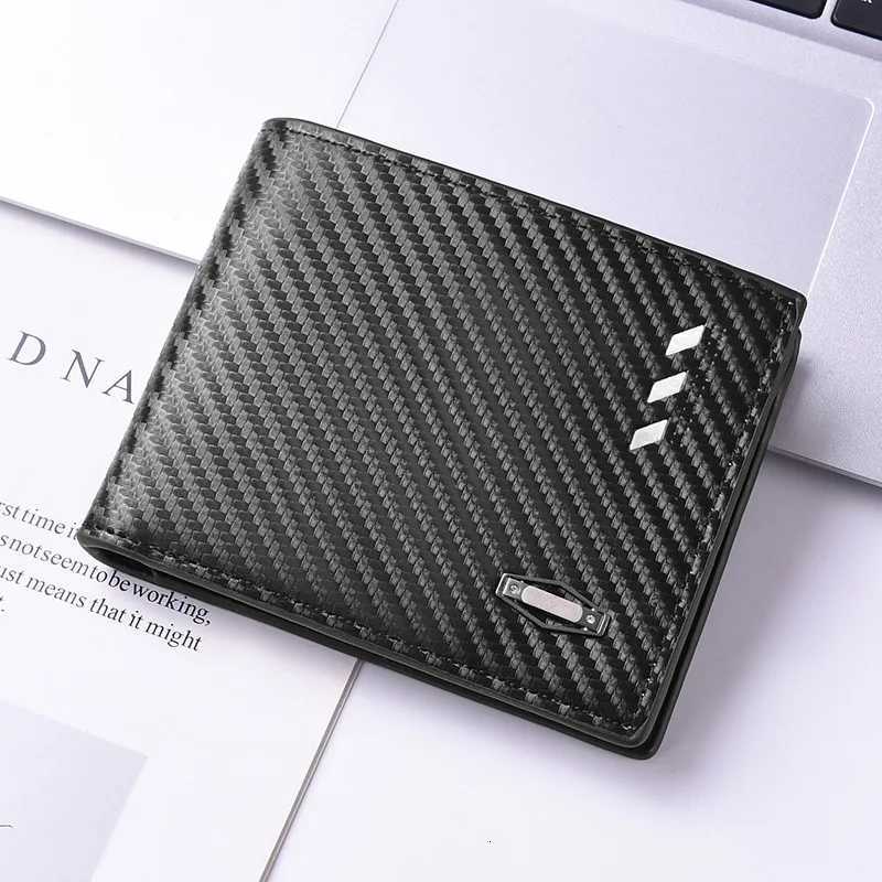Mens Multi functional Wallet Carbon Fiber Pattern Triple Fold Wallet Mens Card BagT251119