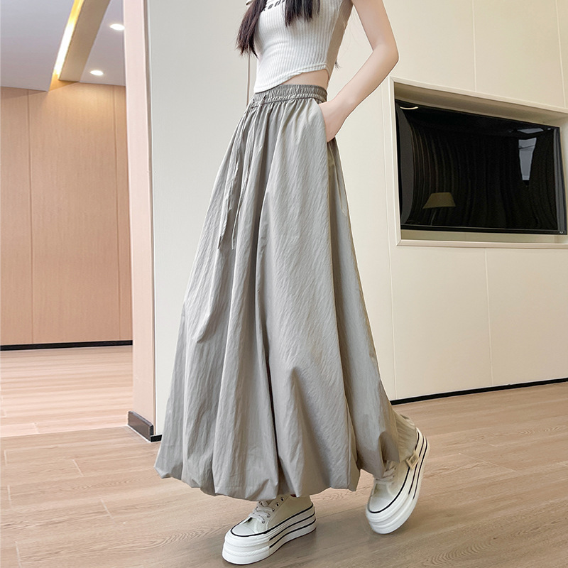 CL4180 High quality flower bud skirt for women summer new elastic high waist drape slim A-line long skirt