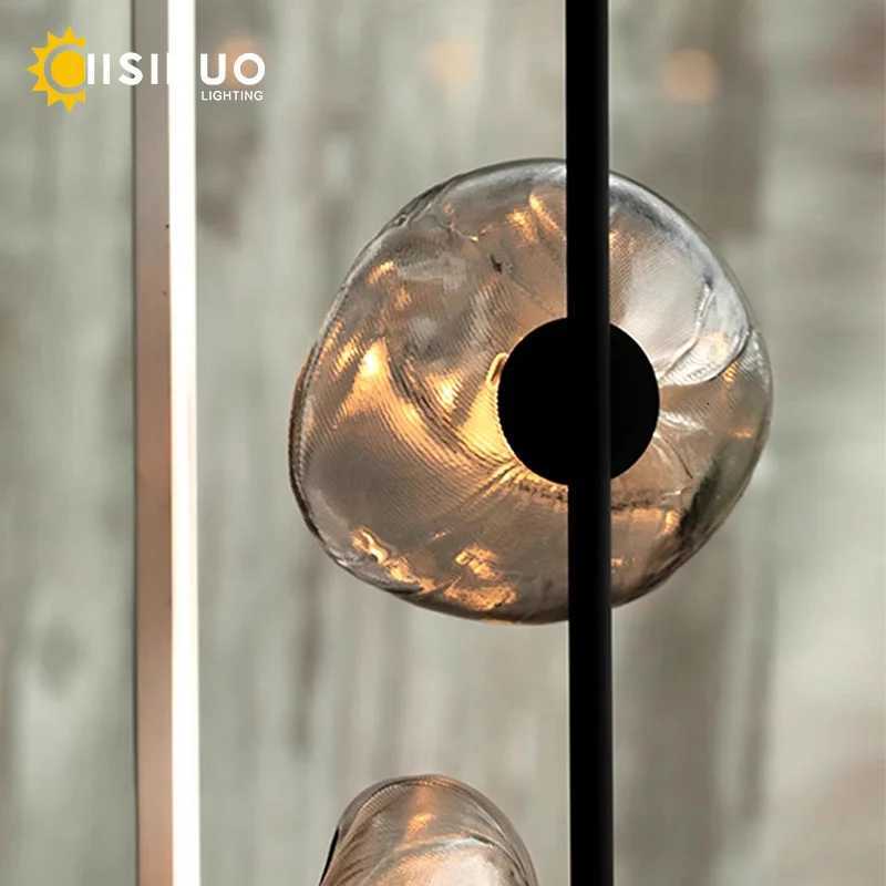 Cloud Glass Shade Floor Lamp Artistic Corner Decor Standing Lights Black Cold LED Lighting Fixture for Bedside Living Room Hotel M251119