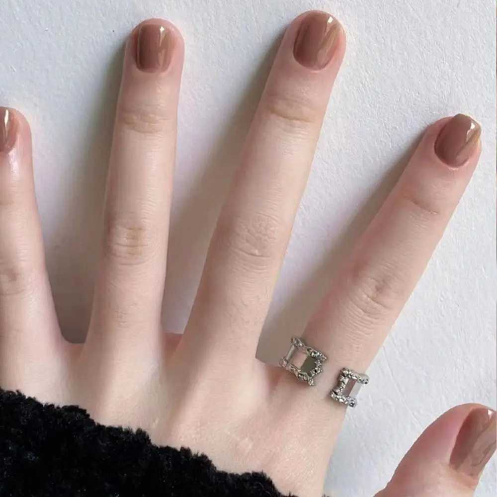 24pcs Short Round False Nails French Solid Color Full Cover Detachable French Nail Tips With jelly stickers DIY Nail ArtT251118T251119