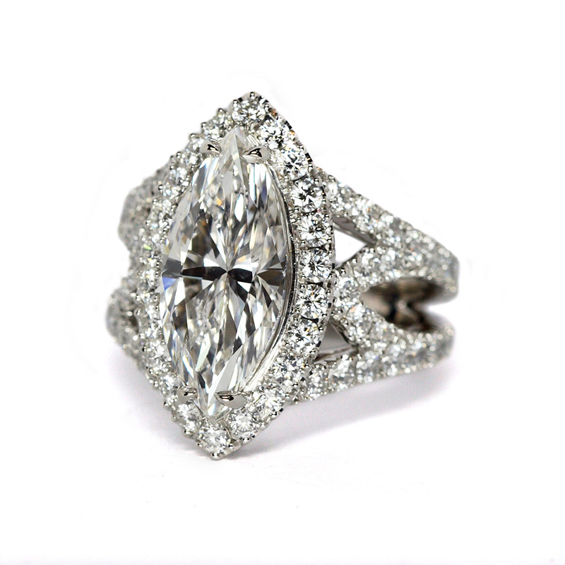 Sterg Sier Marquise Cut White Topaz CZ Eternity Wedding Band Ring for Women - Bohemian, Celtic, Asian & East Indian Styles