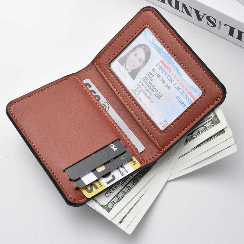 2025 New Mens Retro Style Slim Mini Vertical PU Leather Wallet for Men Ultra Thin Compact Card Holder Cash Pocket PortableT251119