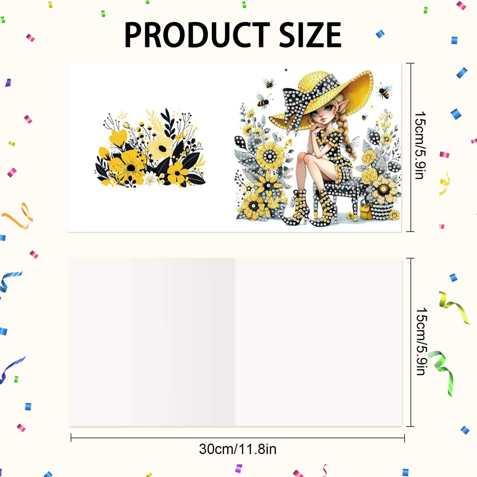 6Pcs Diamond Art Painting Greeting Cards KitsDIY Yellow Theme Handmade Festival Greeting Diamond Art Birthday Creative Cards Gi G251119