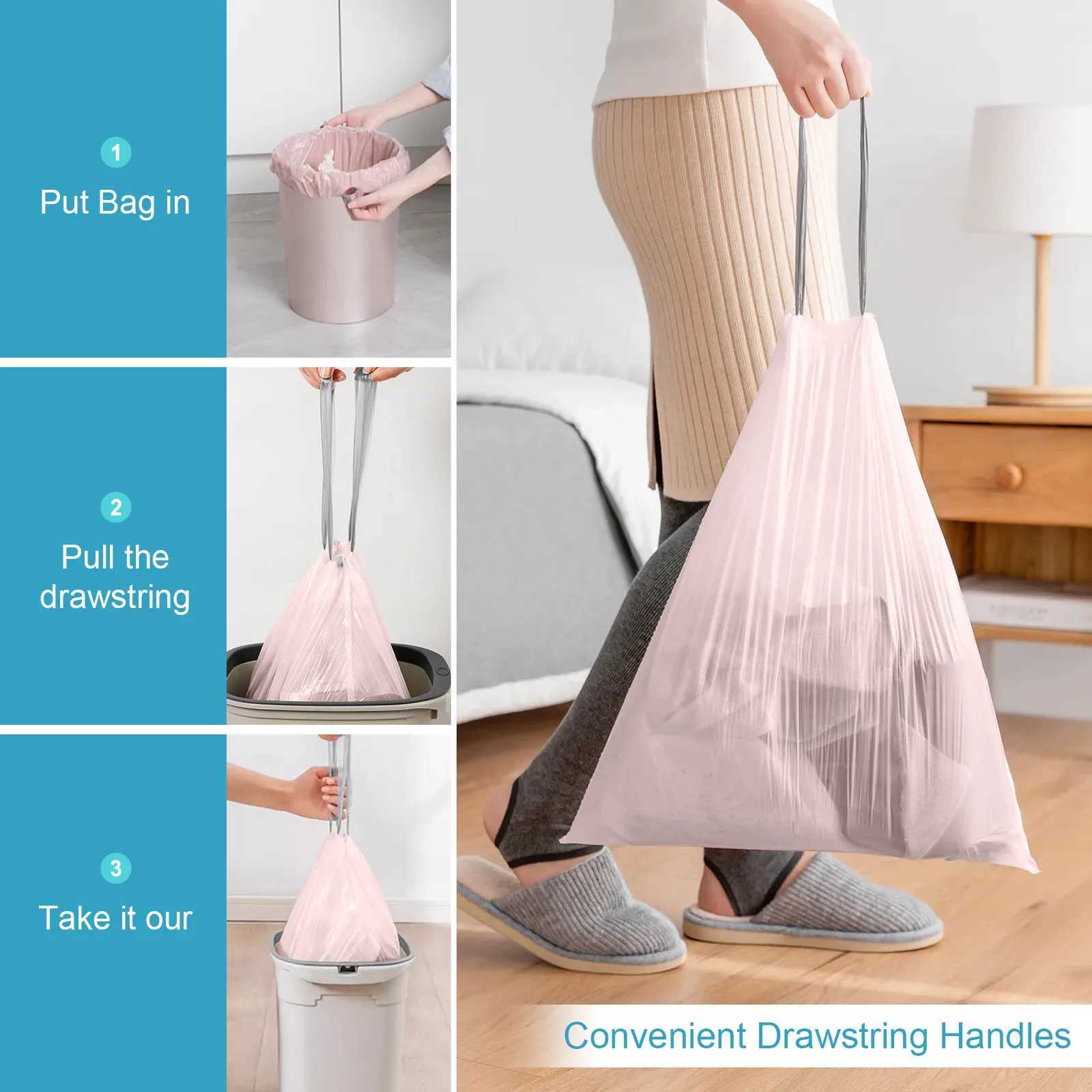 4 Gallon Drawstring Trash Bags 45x50 cm Unscented Garbage Bags Trash Can Liners for Office Bedroom Bathroom Thickened 1Roll C251119