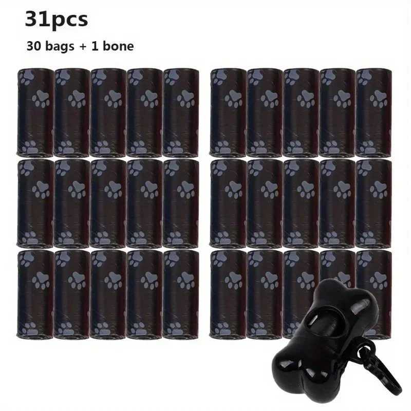 Assorted Color Leak-Proof Dog Waste Bags Refill - Dogs Litter Housebreaking Essentials with Leash Clip Bone Bag Dispenser C251119