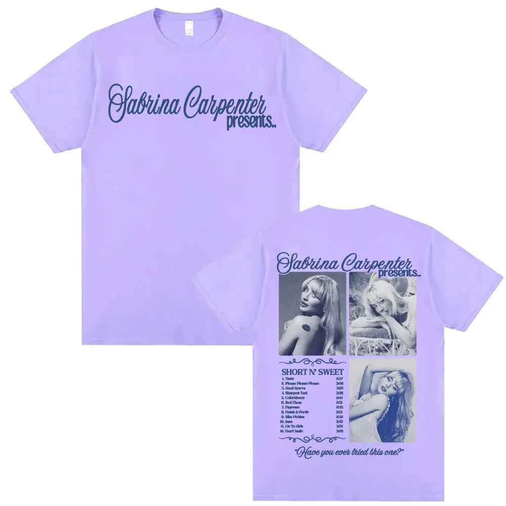 Sabrina Carpenter Short NSweet Tour T-shirt Mens Harajuku Hip Hop Street T-shirt Casual 100% Cotton Short Sleeve T-shirtXJ250418