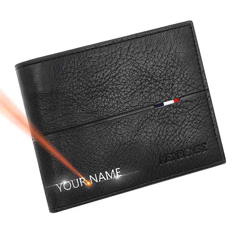 Free Name Engraving Men Wallets New Short Zipper Card Holder Quality Male Purse Simple Slim Coin Pocket PU Leather Mens WalletT251119