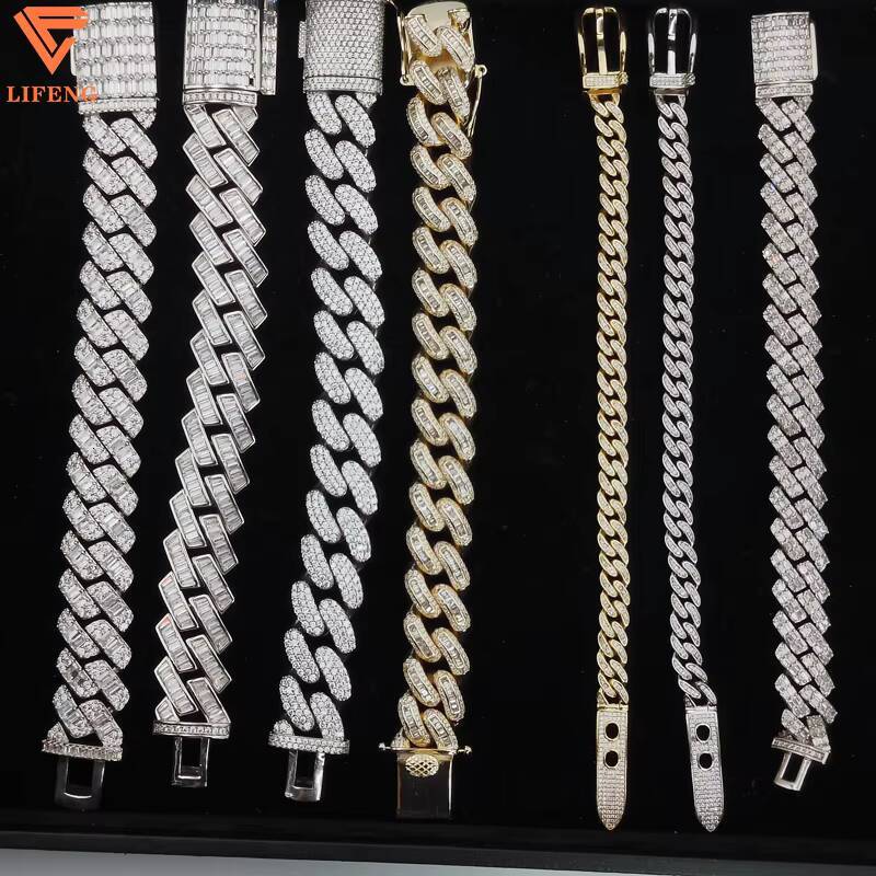 Custom Women Flower Moissanite Diamond Charm Bracelet 925 Sterling Silver Fashion Bracelets Bangles Hip Hop Jewelry Bracelet