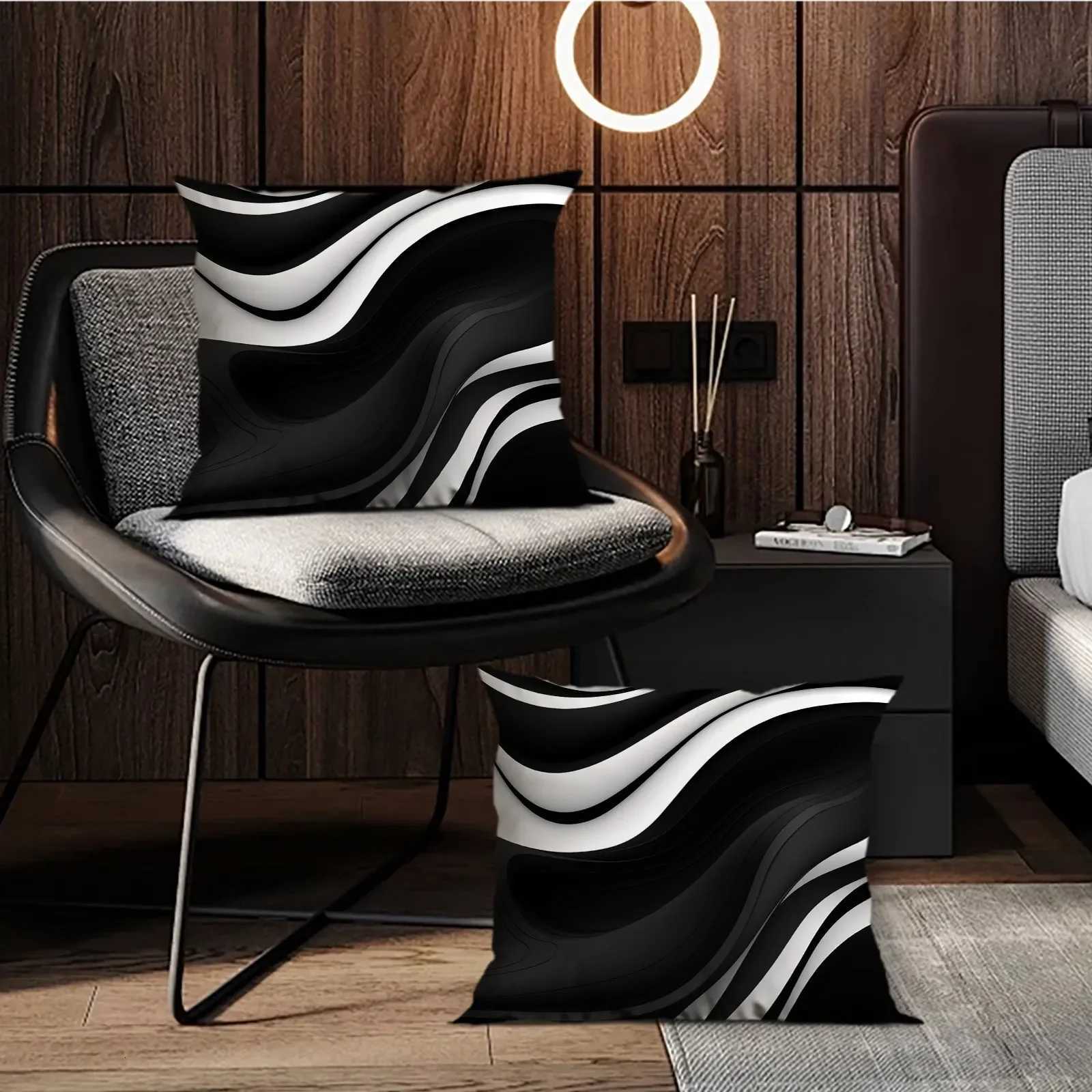 Black and white geometric case case ultra-soft polyester material living room sofa back car case decorationM251119