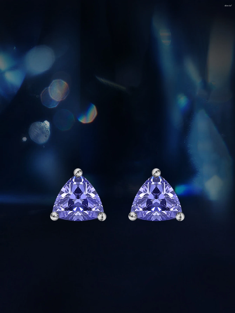 Stud Earrings Trillion Cut Earring Tanzanite For Women 925 Sterling Silver Engagement Birthday Gift 2025