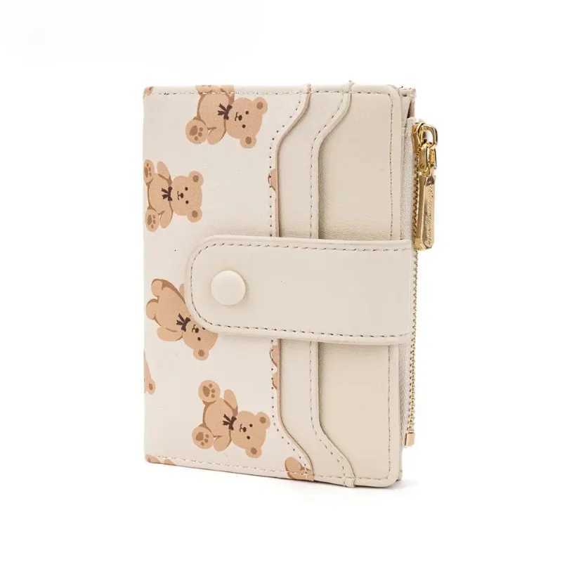 Women Short Wallets PU Leather Female Bifold Purses Cute Bear Card Holder Wallet for Girl Small Zipper Wallet with Coin PurseT251119