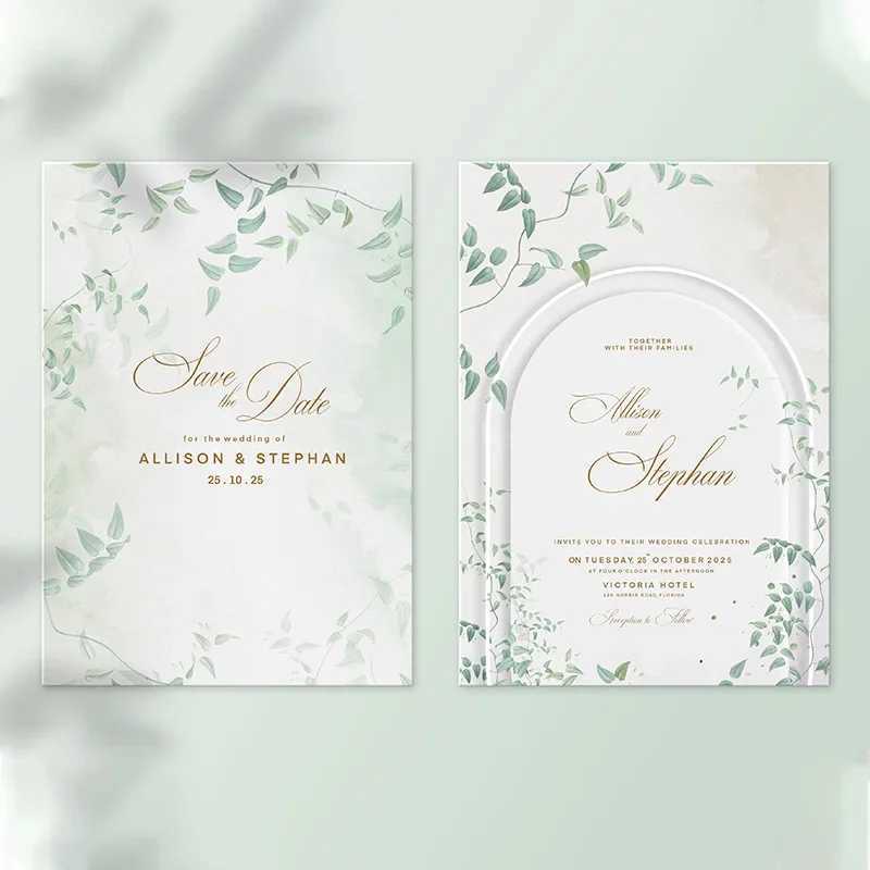 Personalized Wedding Invitation Card Custom 20-100pcs Bride Groom Photo Floral Save the Date Wedding Editable Shower Cards G251119