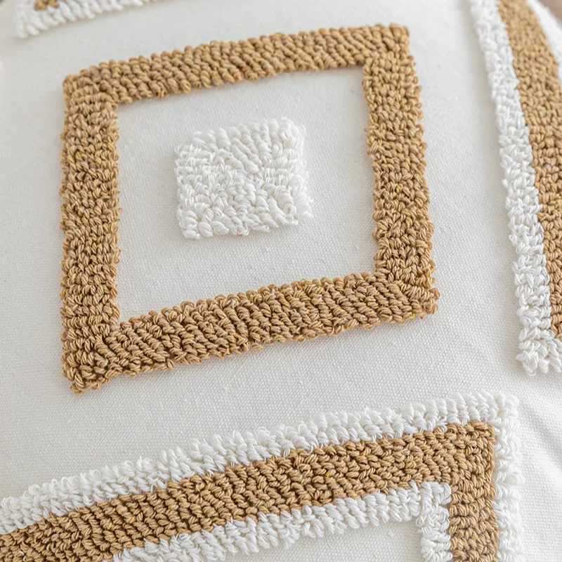 New Geometric Embroidered Case CottonTufted Fringed Cushion Cover 4545/3050cm Decorative Home Cover for SofaM251119
