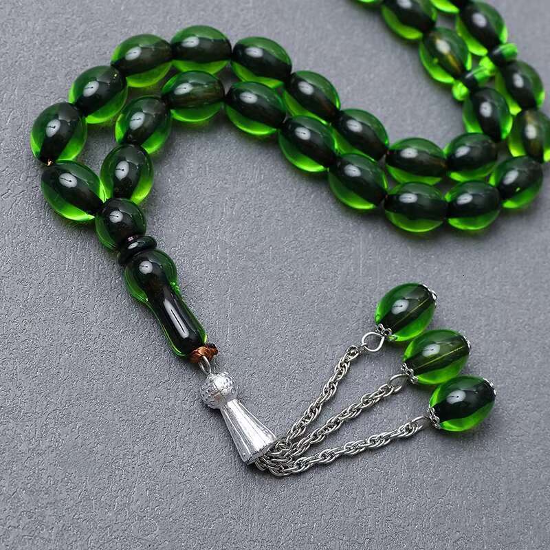 Trend Islamic Prayer Beads Crystal Rosary Necklace Chain Bracelets Muslim Tesbih Acrylic Religious Gift Unisex