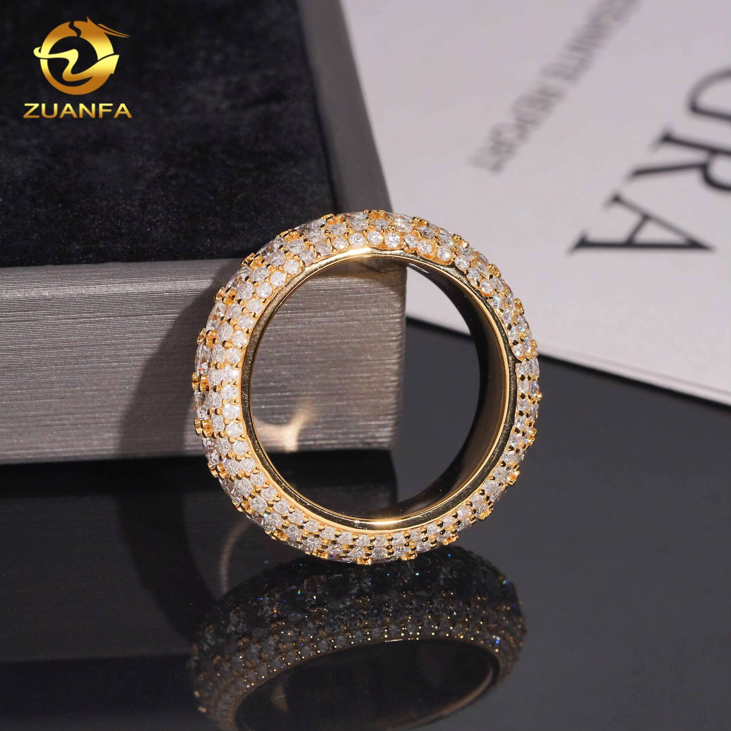 Bubble Full Band Ring 5 Row Eternity Ring GRA 925 Solid Silver Moissanite Ring Iced Out Men Diamond Ring Iced Out Jewelry