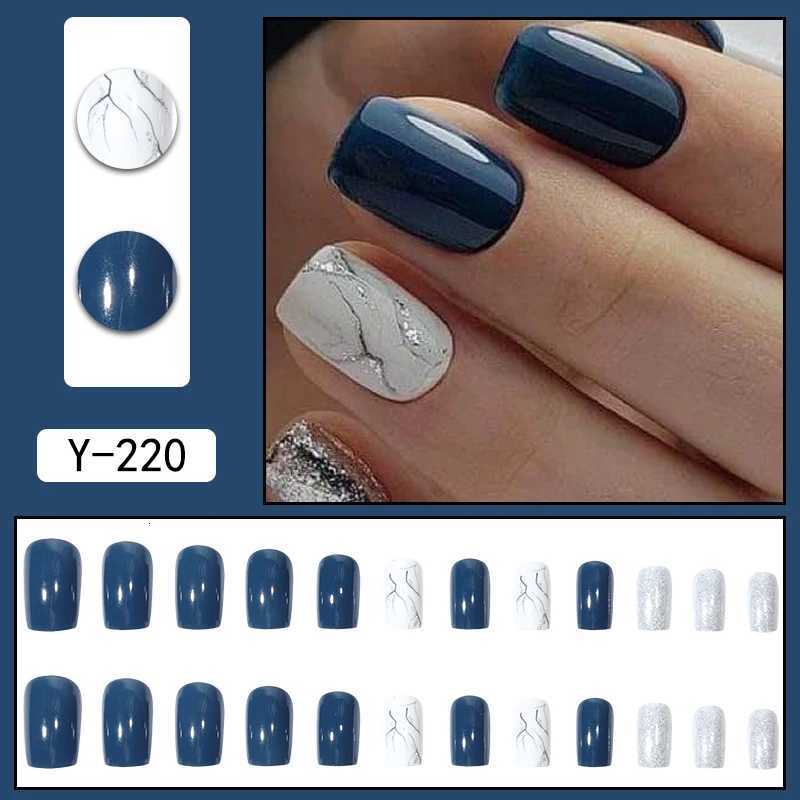 24 Pieces of Medium Size Almond Shaped Christmas with Various Patterns ABS Glossy Fake Nails1 Jelly Glue1 Nail FileT251118T251119