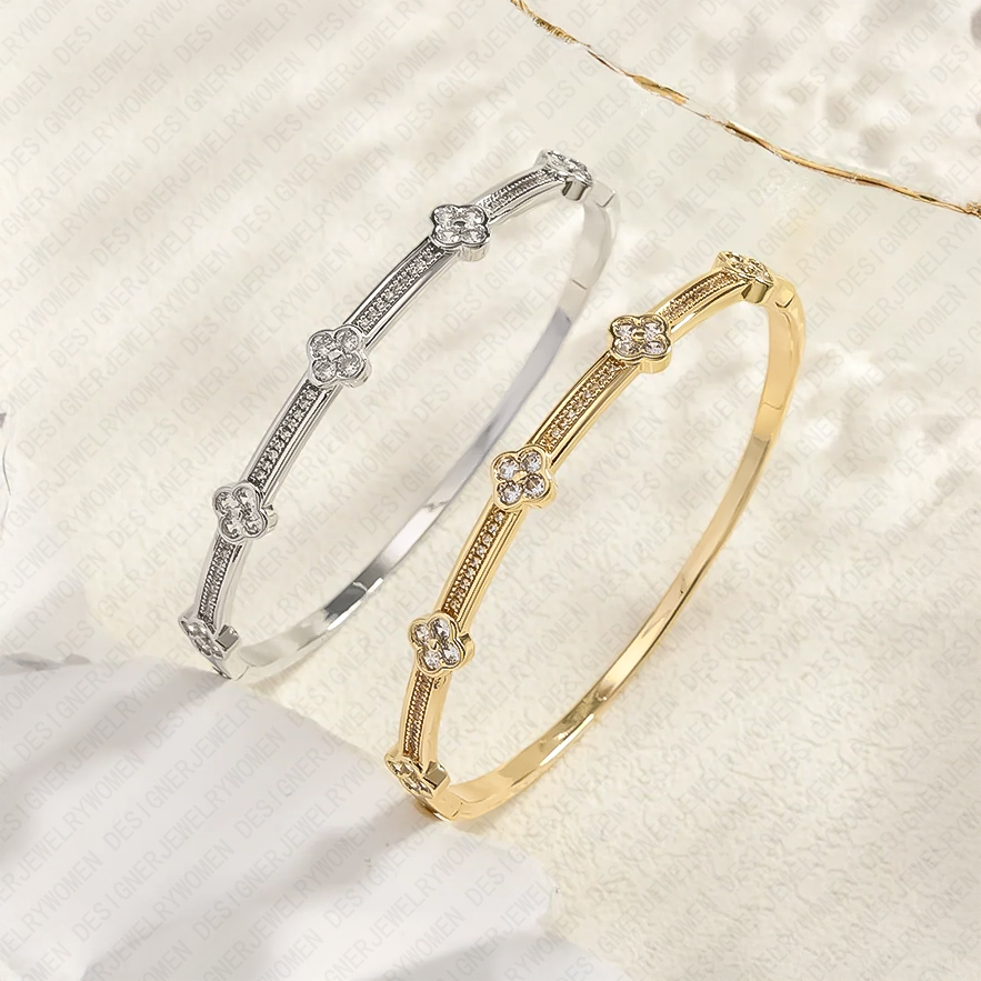 Designer Bracelet Bracelet for Women Bracelets Flower Bangle Full Pave Bangles Luxury Jewlery Designer for Women Elegant Timeless Sparkling Gift Premi
