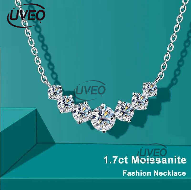 Fine Jewelry Twin Heart Halo Shape Dia Moissanite Pendant Necklaces Sterg Sier Chain For Women Engagement