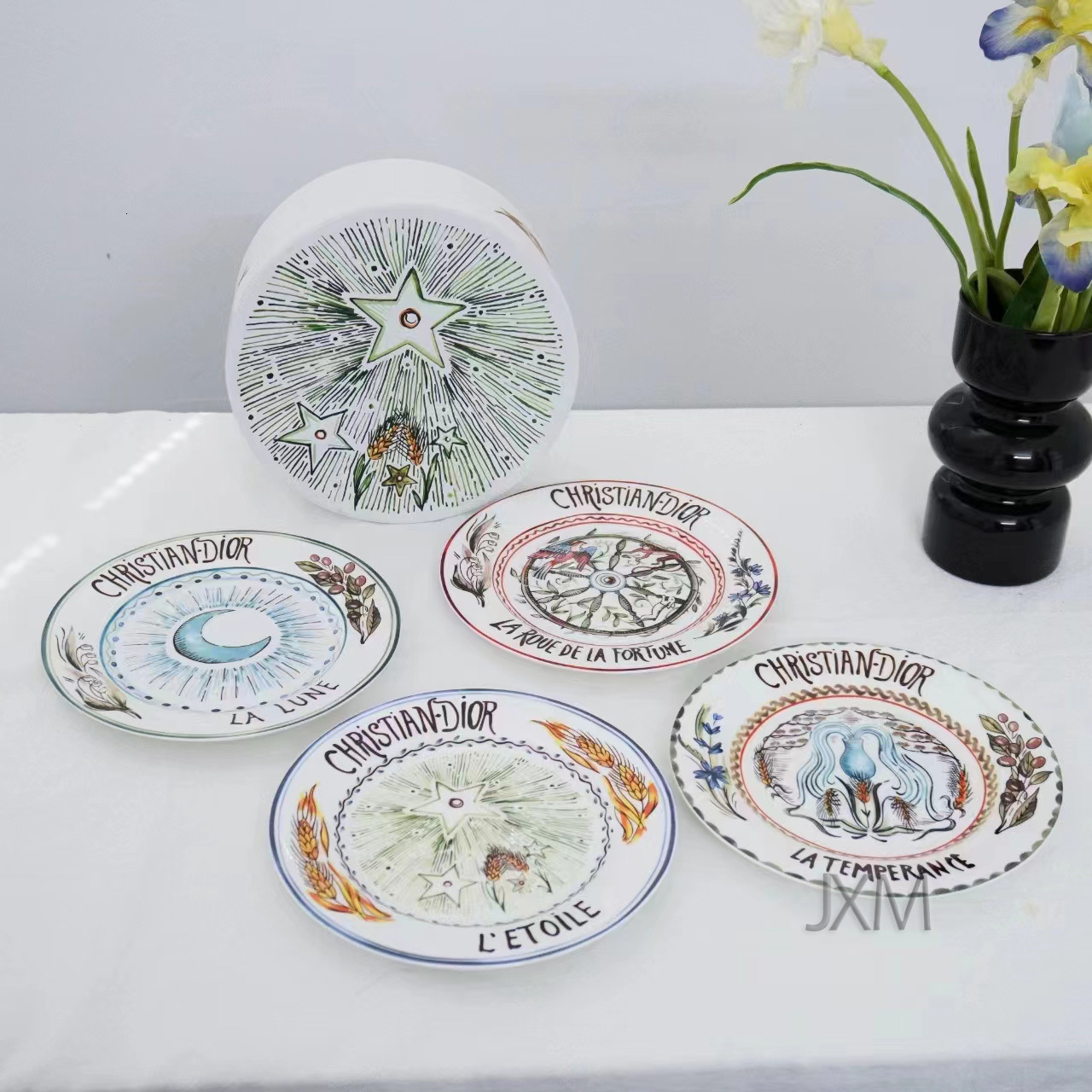Ceramic 8-Inch Hotel Western Restaurant Bone China Steak Plate 4-Piece Circular Box Packaging Gift