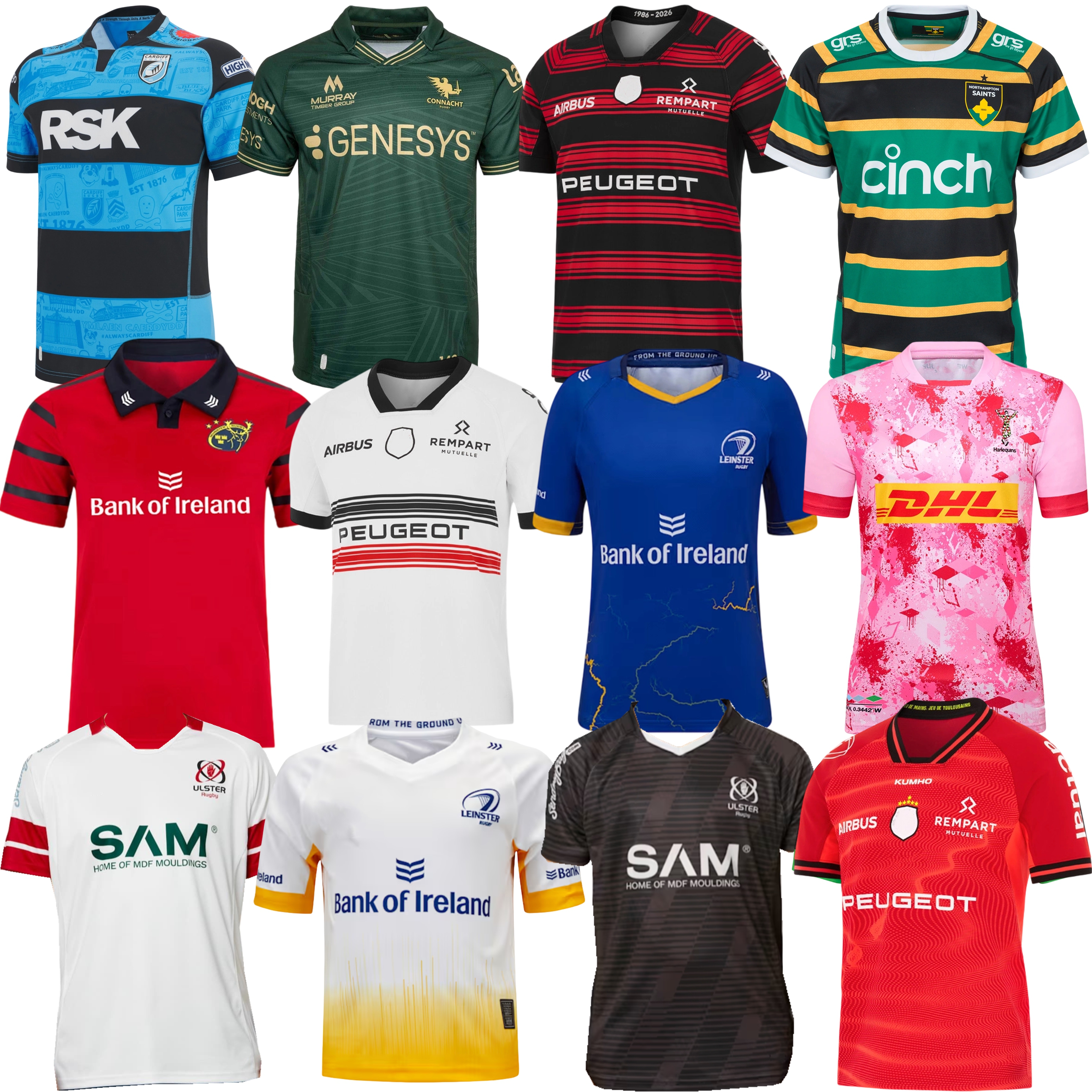 2025 2026 stade Leinster Munster rugby jersey Ulster Harlequins Cardiff Connacht Northampton Saints Toulouse home away 25 26 ALTERNATE irish club shirt size S-5XL