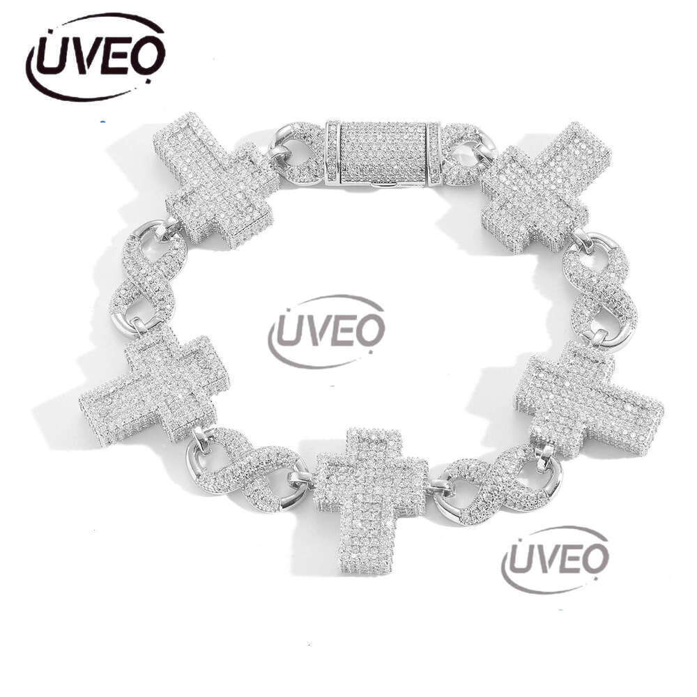 Luxury Hip hop bracelet Cross figure-eight Cuban chain Ice out VVS Moissanite men's and women's bracelets Free delivery