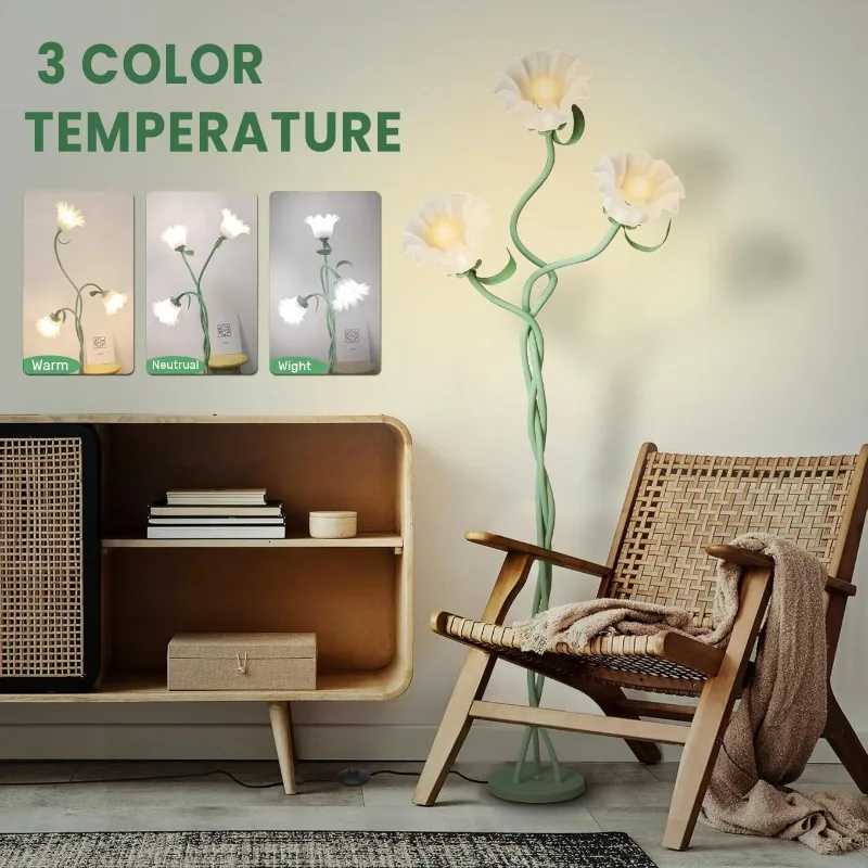 Flower Head Home Decoration Floor Lamp Elegant 3 Heads Lily Floor Lamp Tall 67 Inch Foot Switch for Living Room Bedroom Decor M251119