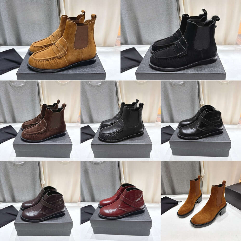 Top quality 2025 ss boot designer womens Luxury designer womens slip on Cowboy Suede boot Patient chunky heel booties Genuine leather round toe western Ankle boots