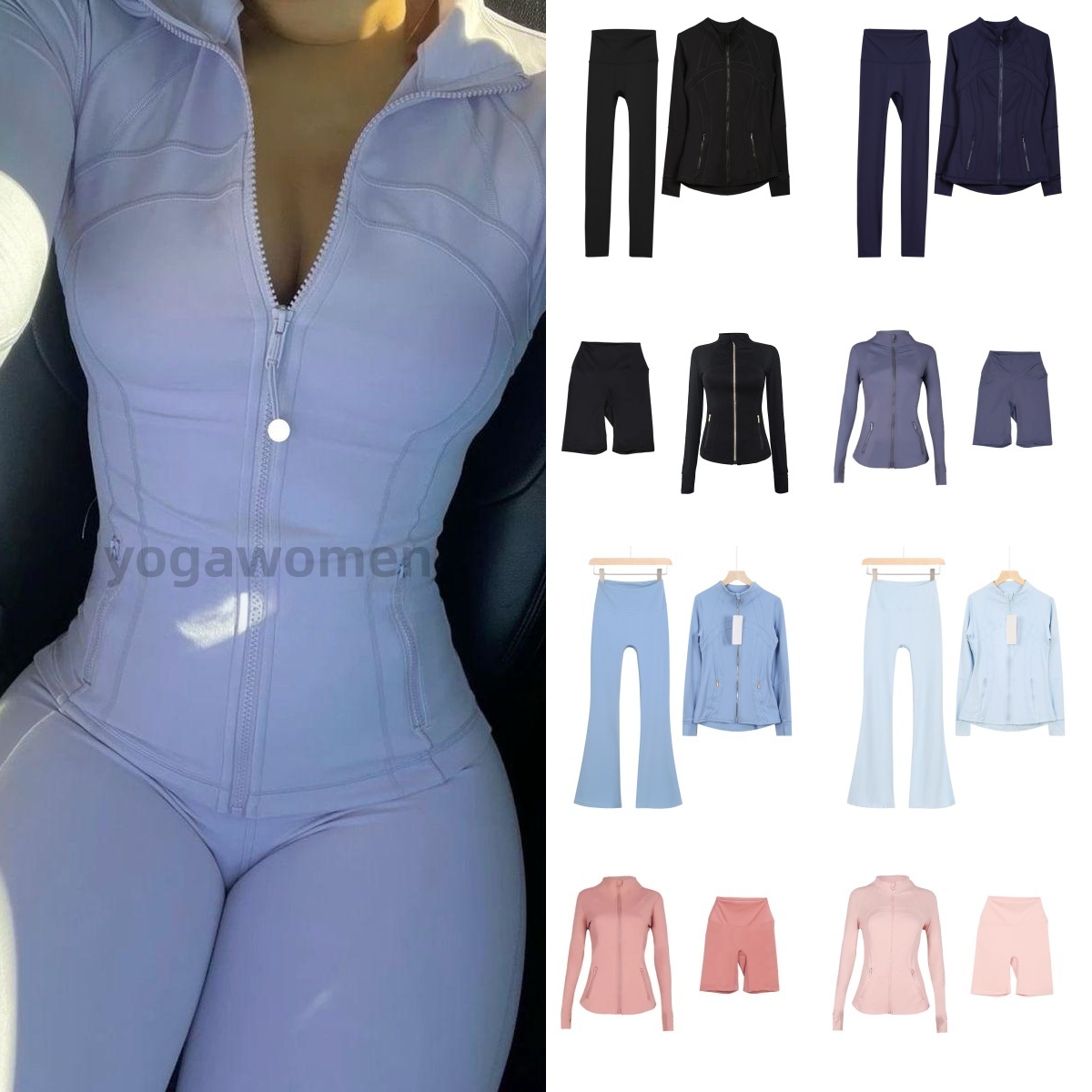 2026 10A Women Yoga Sets Fitness Sports jacket Soft High Waist Elastic Sportswear Outfits Pants Gym Running Workout Tracksuit Luluity Lemonics jacket sets Leggings