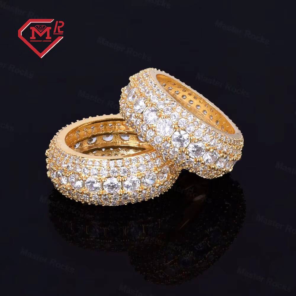 Mens Silver Ring Moissanite Custom Bling Sparkly Cuban Ring Iced Out Gra Certificated Moissanite Tennis Ring