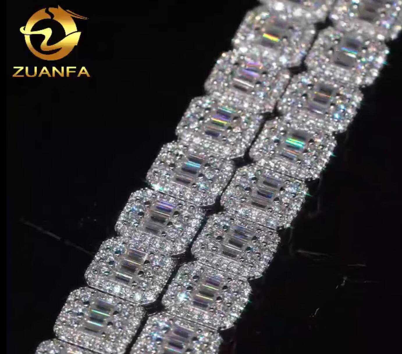 Source Factory 9mm Baguette Moissanite Chain Cuban Links Moissanite Necklace Moissanite Cuban Link 925 Cuban Link Chain Necklace