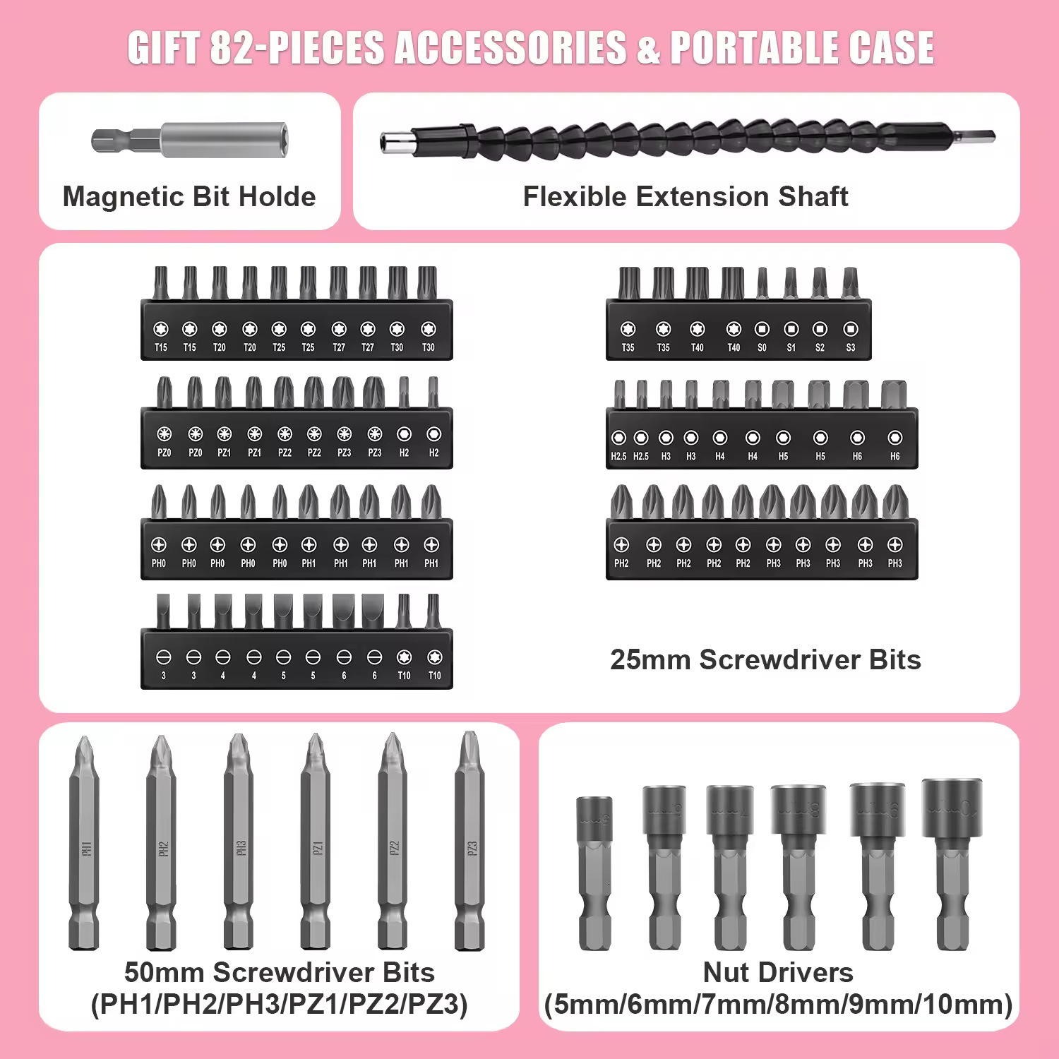 Electric Screwdriver Set Household 82 Pieces Multi-Functional Rechargeable Electric Screwdriver Lithium 240828 Tool Set Combination